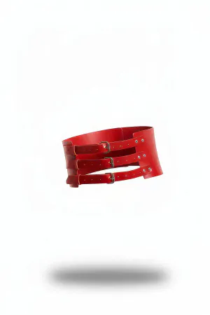 Red Women's Belt Wide Corset Waist Accessory with Buckle - APFT624