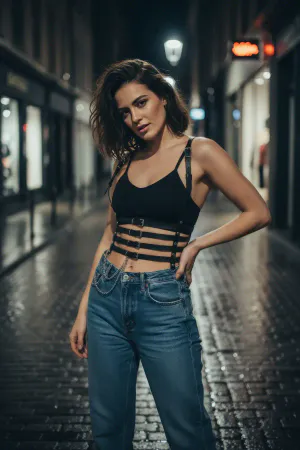 Black Women's Belt Multiple Buckle Body Belt - APFT626