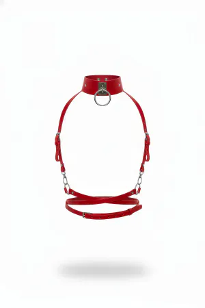 Red Women's Belt Metal Ring Detailed Chain Body Accessory - APFT644