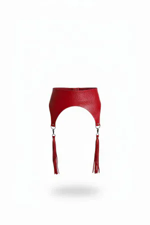 Faux Leather Waist Cincher with Detachable Fringe Tassels