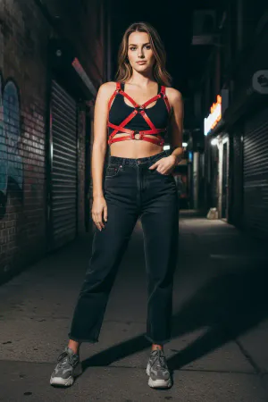 Red Women's Belt Leather Cross Body Accessory - APFT816