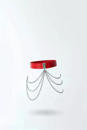 Red Women's Belt Thick Chain Detailed Waist Accessory - APFT904