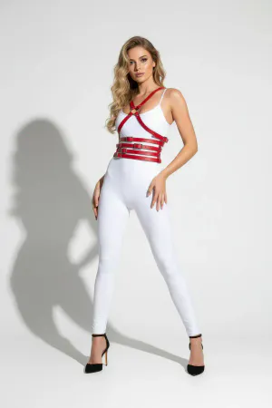 Red Women's Belt with Multi-Strap O-Ring Detail - APFT911