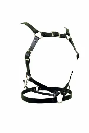 Black Women's Belt Multi-Striped Metal Ring Detailed Body Accessory - APFT912