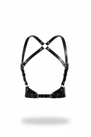Black Women's Belt Leather Body Belt with Cross Buckle - APFT925