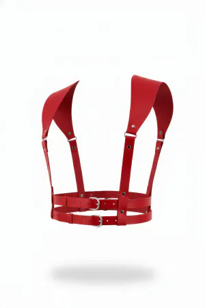 Red Women's Belt Leather Shoulder Detailed Body Accessory - APFT966