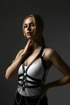 Black Women's Belt Chain Body Link Accessory - APFT9