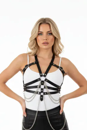 Red Women's Belt Faux Leather Multiple Stripes Body Accessory - APFT9