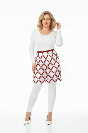 Plus Size Red Leather Skirt Cage Design Fancy Harness - APFT694