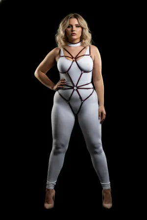 Plus Size Black Women's Rubber Harness with Ring Detail Special Design - APFT338