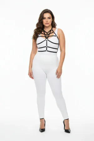 Plus Size Black Women's Harness Elastic Body Accessory - APFT349