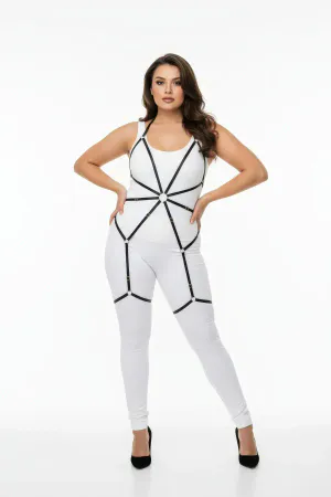 Plus Size Black Women's Harness Fancy Accessory with Rubber Garter - APFT360