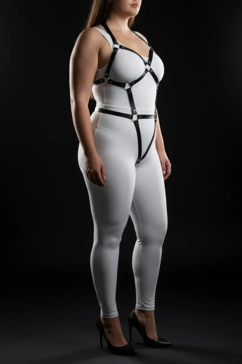 Plus Size Full Body Leather Harness with Adjustable Straps