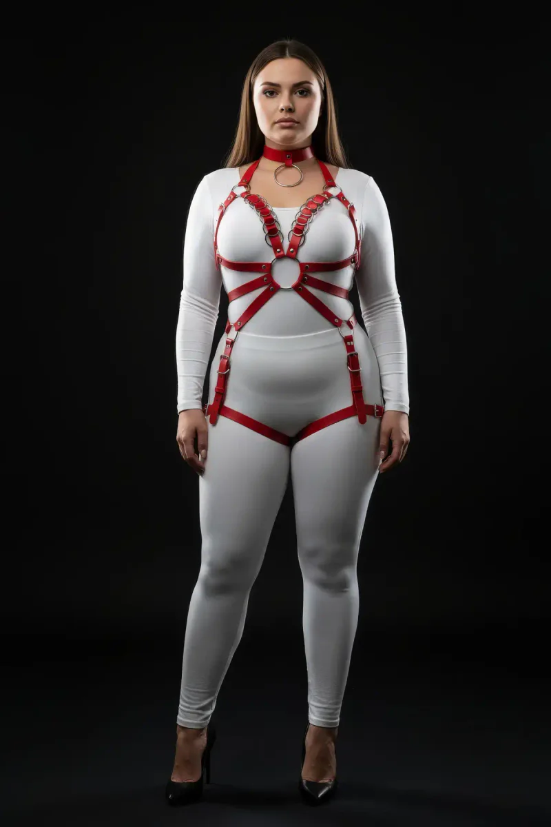Red Body Harness for Women - Adjustable Plus Size Fit
