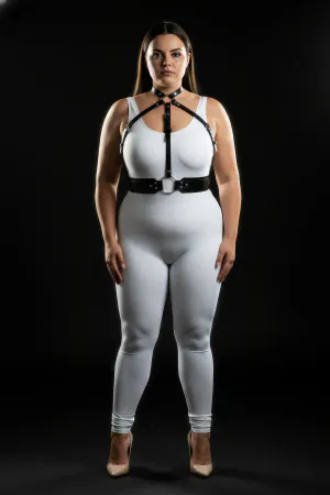 Large Size Black Women's Harness Suit Leather Body Accessory Stylish Combination Complement - APFT1334