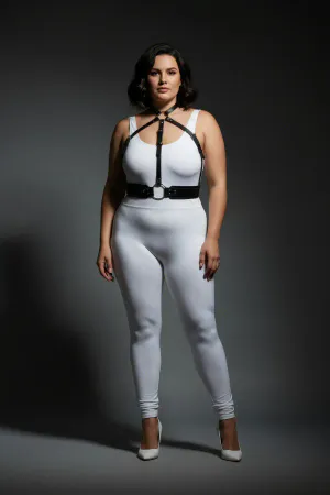 Large Size Black Women's Harness Suit Leather Body Accessory Stylish Combination Complement - APFT1334