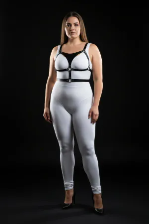 Plus Size Black Women's Harness Suit Adjustable Leather Combination Accessory - APFT1388