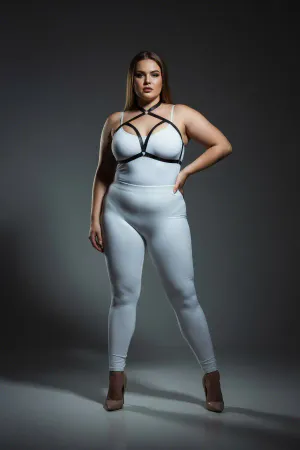 Plus Size Black Women's Elastic Harness Set Cross Strap Bra Accessory - APFT100