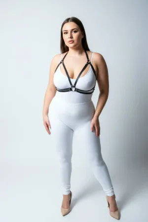 Large Size Black Women's Leather Harness Ring Detailed Stylish Combination Accessory - APFT200