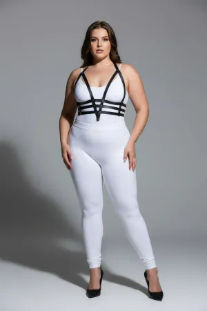 Large Size Black Women's Leather Harness Set Adjustable Aesthetic Design - APFT237