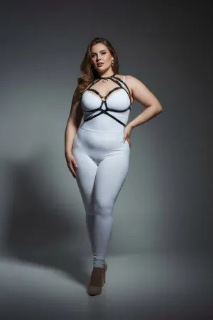 Plus Size Black Women's Harness Set with Ring Detail Clothing Accessories - APFT330