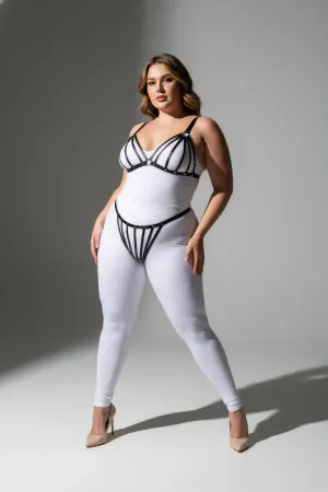 Plus Size Black Women's Harness Suit Elastic Fancy Accessory - APFT555