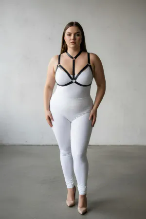 Plus Size Black Women's Rubber Harness Stylish Body Accessory - APFT93