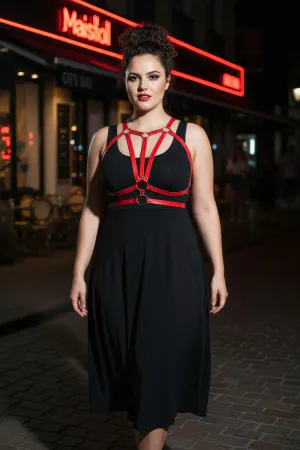 Plus Size Burgundy Women's Belt Leather Body Harness Accessory - APFT114