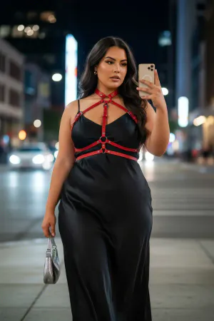 Plus Size Red Women's Belt Leather Harness Body Accessory - APFT119