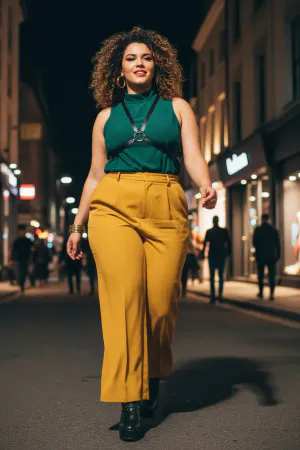 Large Size Black Women's Belt Leather Harness Combination Accessory with Minimal Ring Detail - APFT131