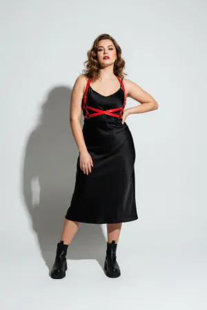 Large Size Red Women's Belt, Leather Accessory with O-Ring Detail that Wraps the Body. -APFT204