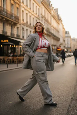 Plus Size Red Women's Belt Corset Style with Metal Detail - APFT551