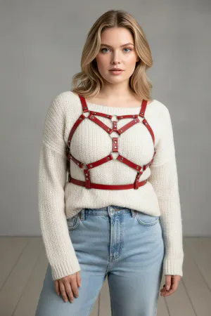 Plus Size Red Women's Belt Harness Special Design Body Accessory - APFT580