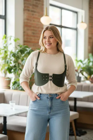 Plus Size Khaki Women's Belt Shoulder Strap Corset Harness - APFT605