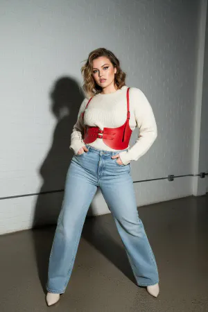 Plus Size Red Women's Belt Leather Corset Model Waist Shaping - APFT605