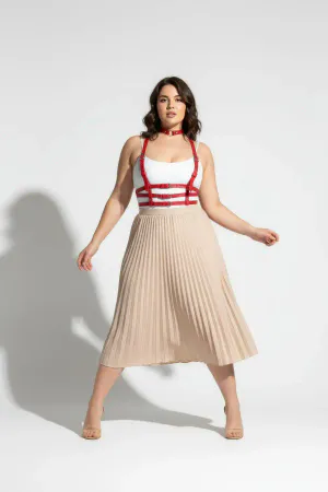 Plus Size Red Women's Belt Leather Harness Corset Look Body Accessory - APFT615