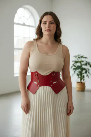 Plus Size Red Women's Corset Belt Waist Shaper Wide Design - APFT619