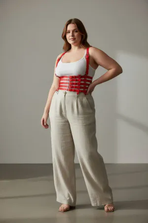 Plus Size Red Women's Belt, Leather Body Belt with Multiple Straps - APFT630