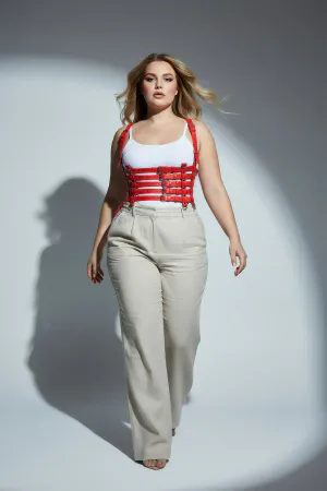 Plus Size Red Women's Belt, Leather Body Belt with Multiple Straps - APFT630