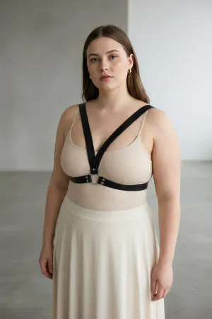 Large Size Black Women's Belt Leather Harness Style Combination Complement - APFT633