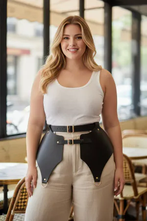 Plus Size Black Women's Belt Corset Style Gold Buckle Combination Complement - APFT1119